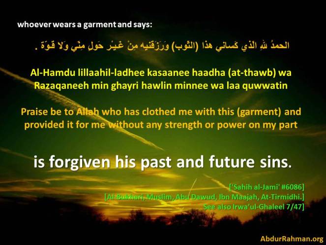 Praising Allaah when wearing garment Praising Allaah when wearing garment