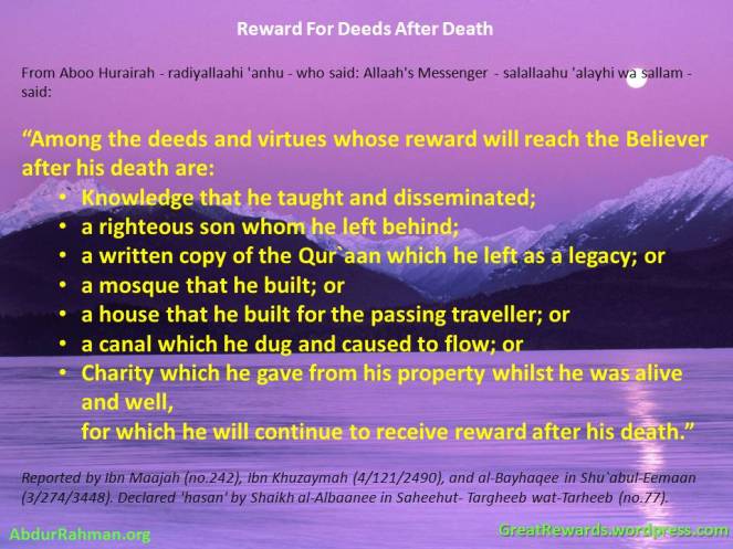 Sadaqa Jaariya - Reward For Deeds After Death