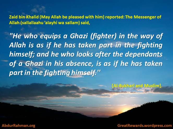 He who equips a Ghazi (fighter)